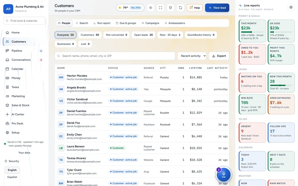 Customer list